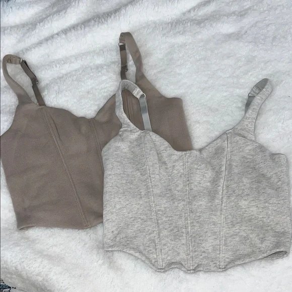 Hollister Tan and Gray Corset Tops - Picture 1 of 7